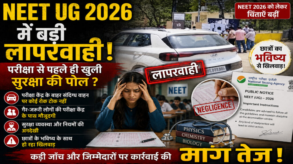 NEET UG 2026 में बड़ी लापरवाही : गलत सेंटर बताकर छात्र को लौटाया, रायपुर में हंगामा; जगदलपुर में भी प्रदर्शन