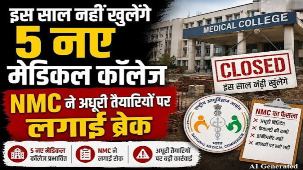 छत्तीसगढ़ ब्रेकिंग: 5 नए सरकारी मेडिकल कॉलेजों पर NMC ने लगाई रोक, स्वास्थ्य विभाग की गंभीर लापरवाही उजागर