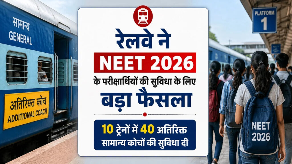 CG News : NEET 2026 को लेकर दक्षिण पूर्व मध्य रेलवे का बड़ा फैसला, 10 ट्रेनों में अतिरिक्त कोच की व्यवस्था