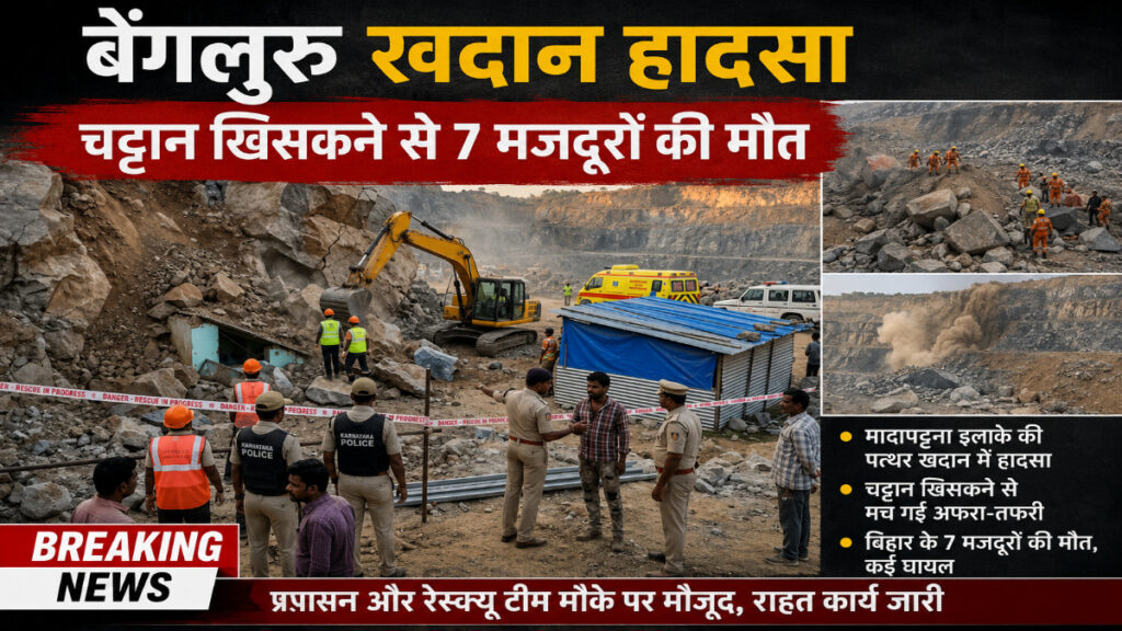 Bengaluru Quarry Accident : बेंगलुरु में दर्दनाक हादसा, खदान में चट्टान धंसने से बिहार के 7 मजदूरों की मौत, परिवारों में मातम