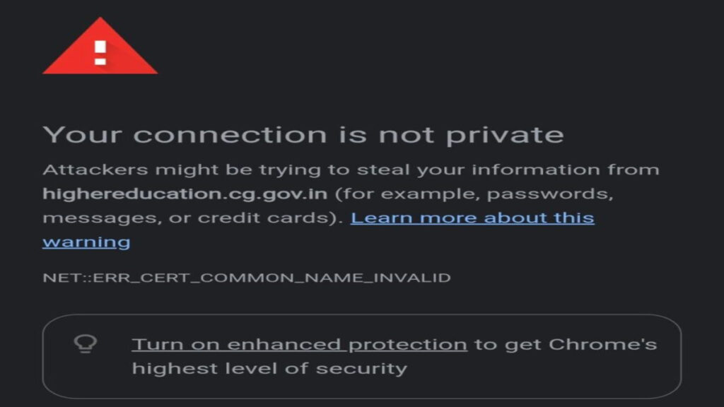 CG BREAKING : छात्रों के लिए जरूरी अपडेट’ SSL सर्टिफिकेट अपग्रेड के चलते उच्च शिक्षा विभाग का पोर्टल फिलहाल बंद