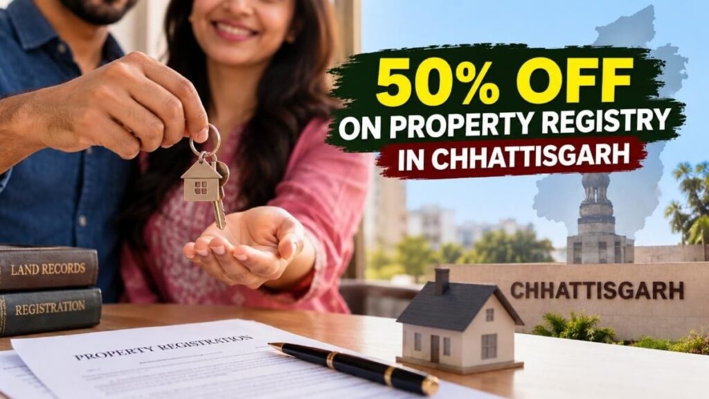CG Land Registry : पत्नी के नाम प्रॉपर्टी रजिस्ट्री पर बड़ी राहत, 50% शुल्क छूट का फायदा