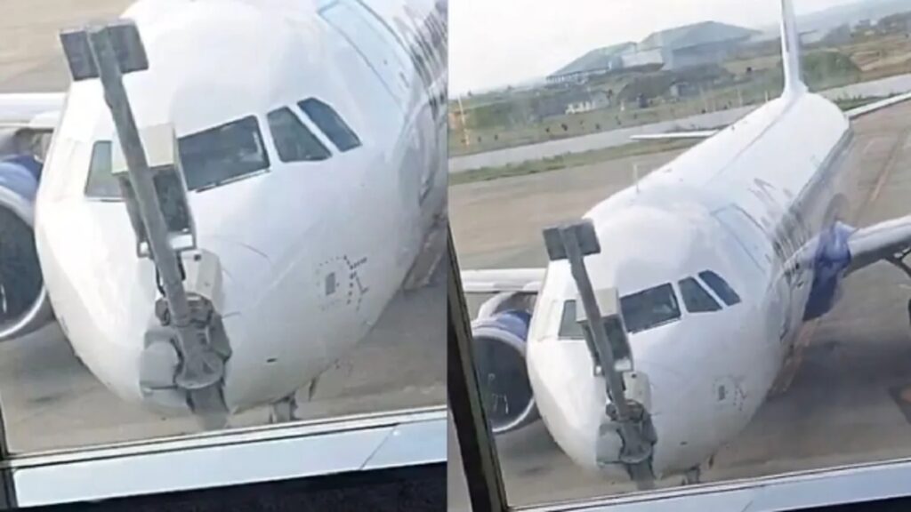 IndiGo aircraft collides with pole at Srinagar Airport: श्रीनगर एयरपोर्ट पर इंडिगो का विमान पोल से टकराया, सभी यात्री सुरक्षित